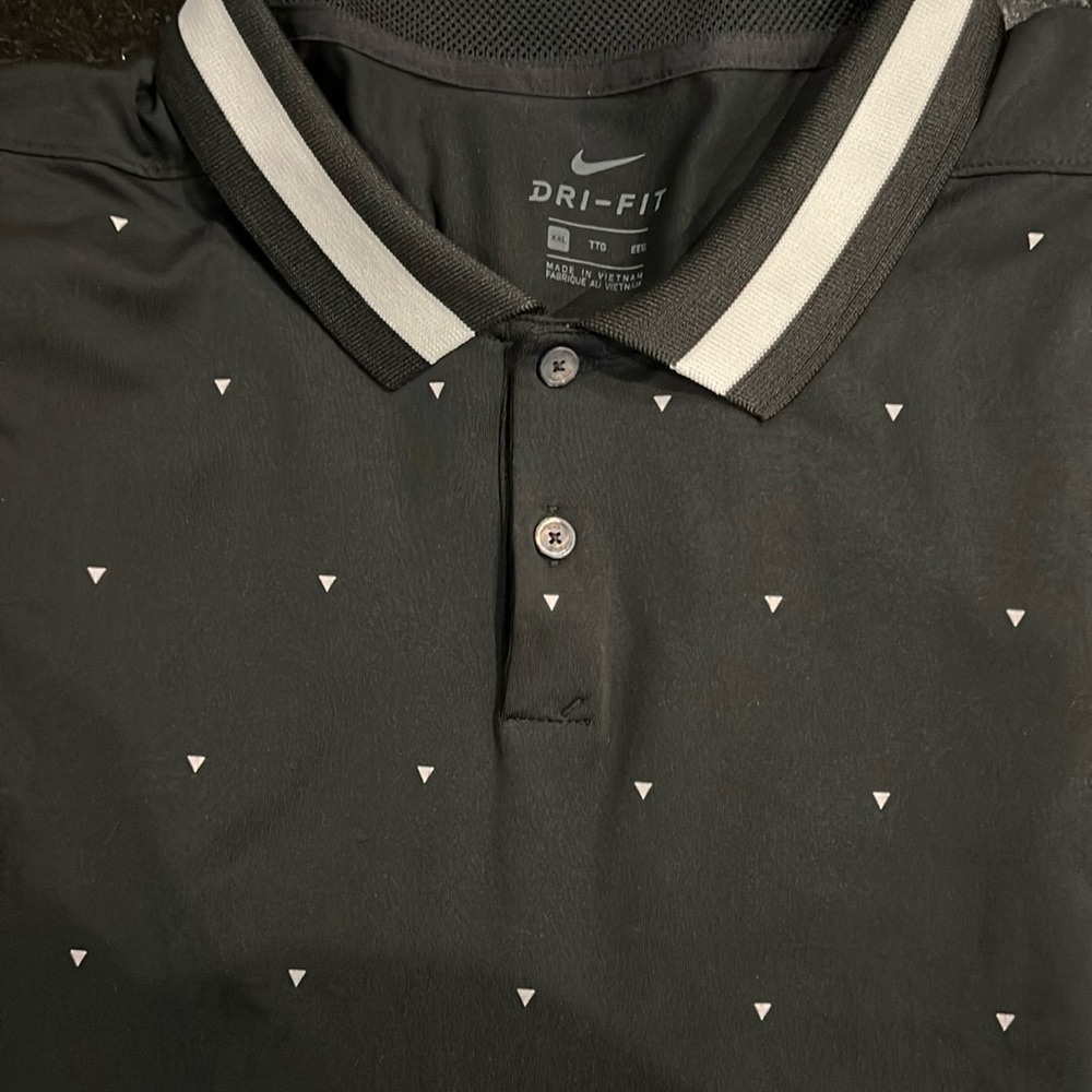 Nike Dri-Fit Men's Black w/White Design Polo Shirt Size XXL